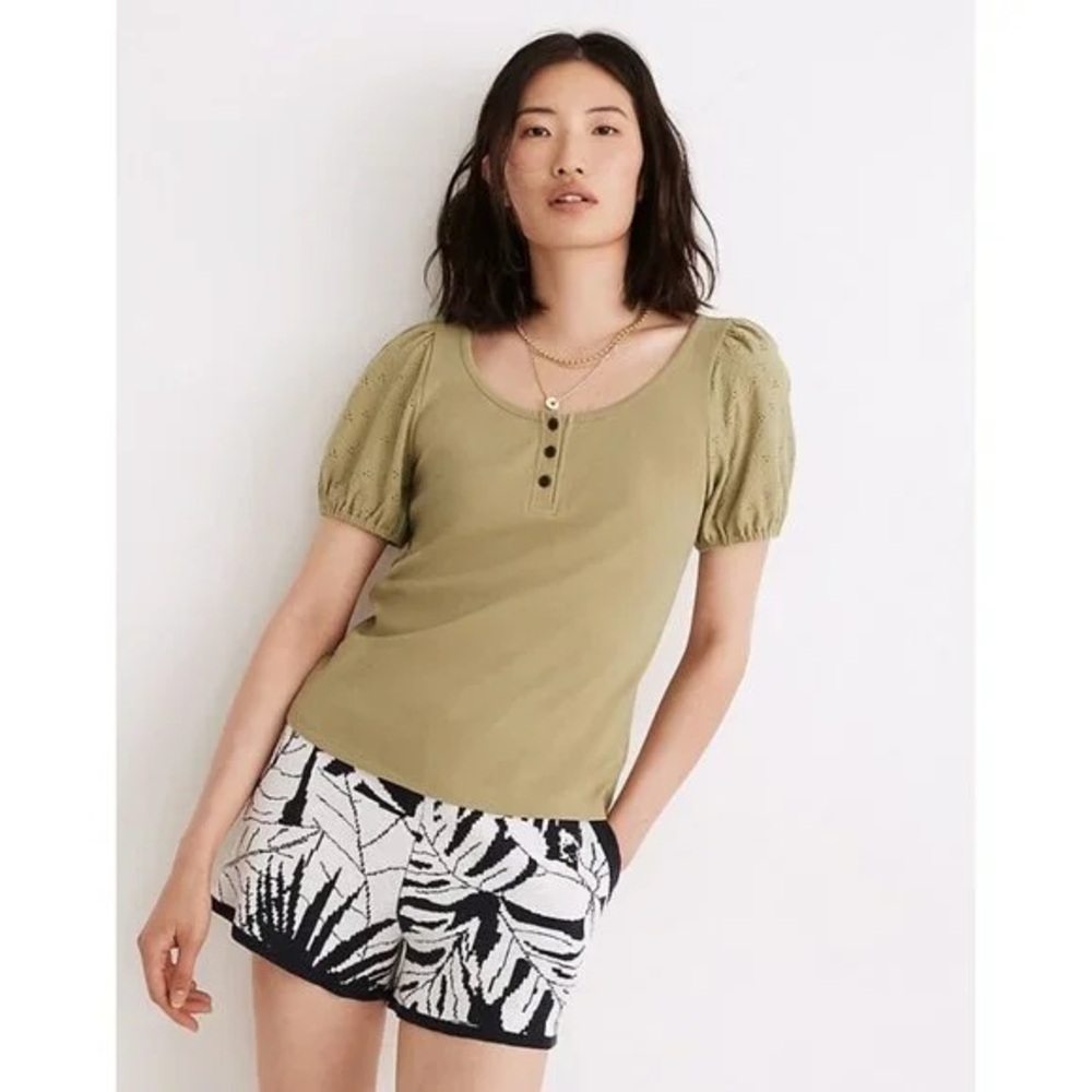 Madewell Eyelet-Sleeve Henley Top